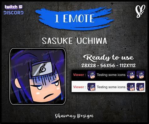 Sasuke Uchiwa Emote Manga Naruto Twitch Discord Etsy
