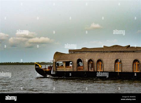 Beautiful View Of Houseboat In Alleppey Alappuzha Backwaters In