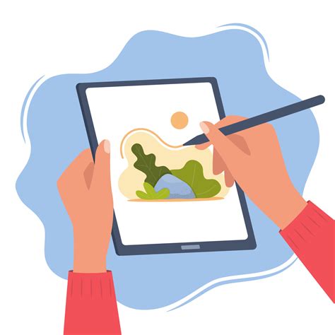Designer Illustrator Draws A Cute Illustration On Graphic Tablet With
