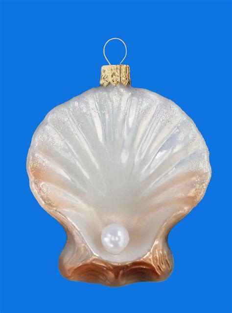 White Oyster Pearl Seashell European Glass Christmas Tree Ornament Sea Shell Ebay