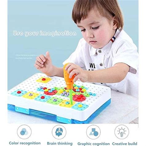 Kids Drill Toys Creative Educational Toy Electric Drill Screws Puzzle