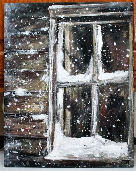 Snow Window Original Painting On 11 X 14 Canvas Board Snow Painting