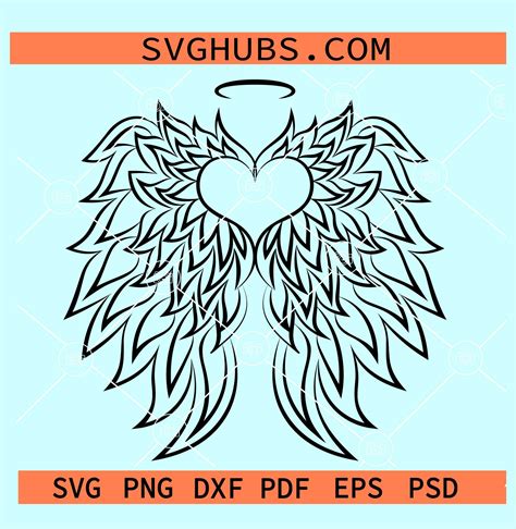 Angel Wings Heart With Halo Svg Angel Wings And Halo Svg Loss