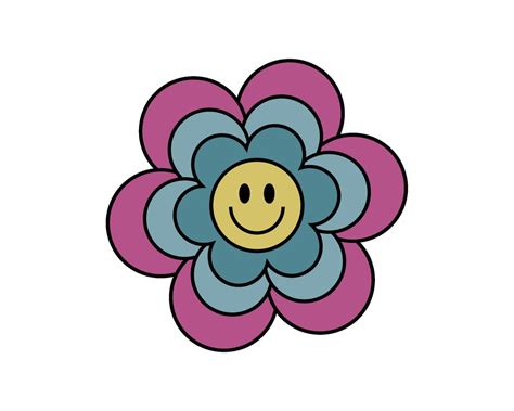 Flower Smiley Face Retro Groovy Flowers Svg Hippy Flowers Etsy