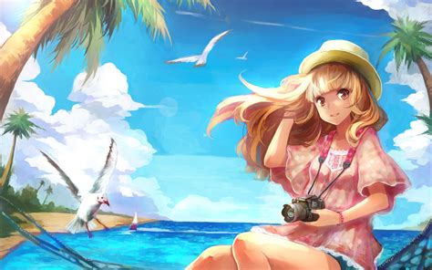 Anime Girl On The Beach Wallpapers 2560x1600 775697