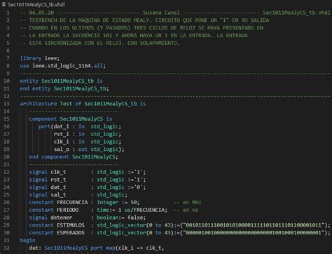 Use entity seq_1010 is port(x,clk,res:in std_logic; máquina Mealy - Susana Canel. Curso de VHDL
