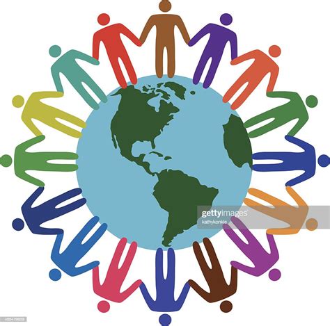 Diverse People Holding Hands Around The World High Res Vector Graphic