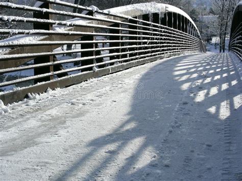 Snowy Bridge Stock Photo Image Of Bridge Shadows Pedestrian 473980