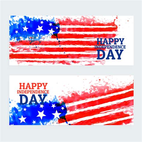 American Independence Day Banners With Watercolor Flag Download Free Vector Art Stock