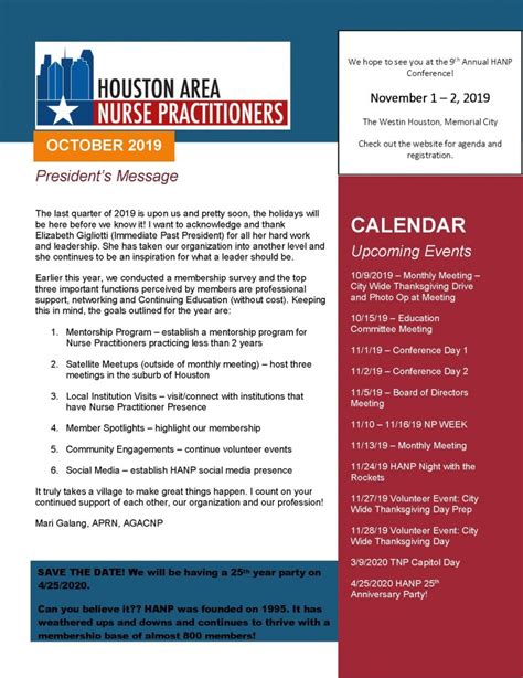 Houston Area Nurse Practitioners Newsletter