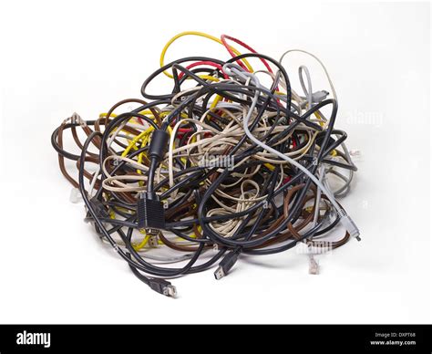 Tangled Ball Mess Of Computer Cords Stock Photo 68114096 Alamy