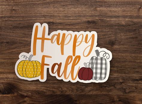 Happy Fall Pumpkin Sticker Handlettered Fall Pumpkins Etsy