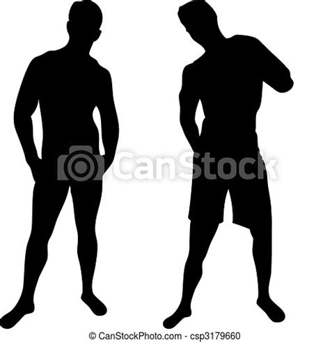 2 sexy men silhouettes on white background editable vector image canstock