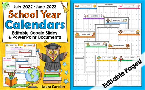 Editable School Year Calendar Laura Candler
