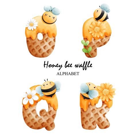 Premium Vector Honey Bee Waffle Alphabetbee Font Vector Illustration