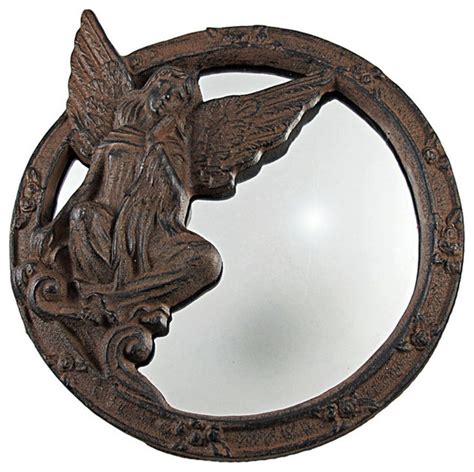 Rustic Cast Iron Angel Wall Mirror 9 Inch Contemporary Mirrors By