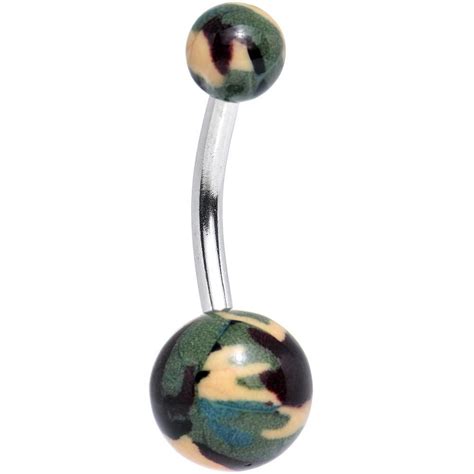 Woodland Camouflage Acrylic Belly Ring Body Jewelry Belly Rings