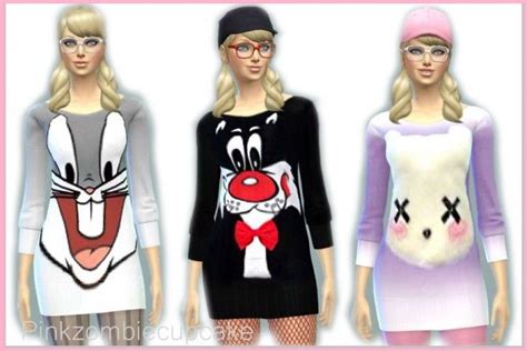 Sims 4 Updates Looney Toons Sweater Dress At Pink Zombie Cupcake