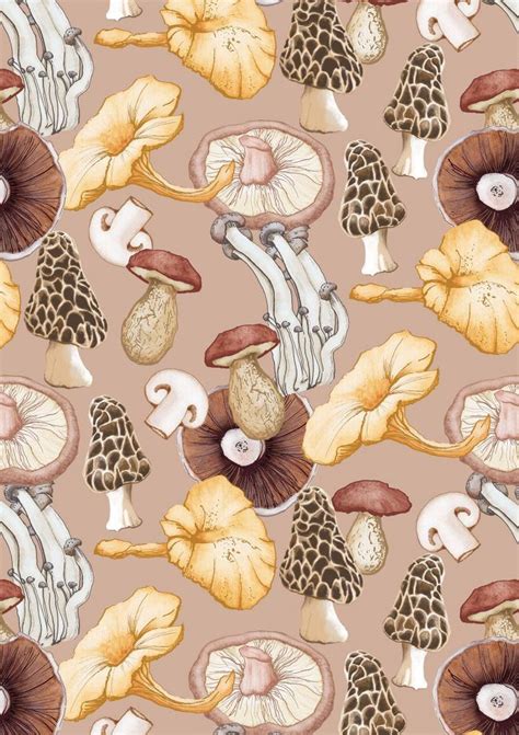 Wild Mushrooms Watercolour Food Pattern By Amanda Dilworth Mushroom
