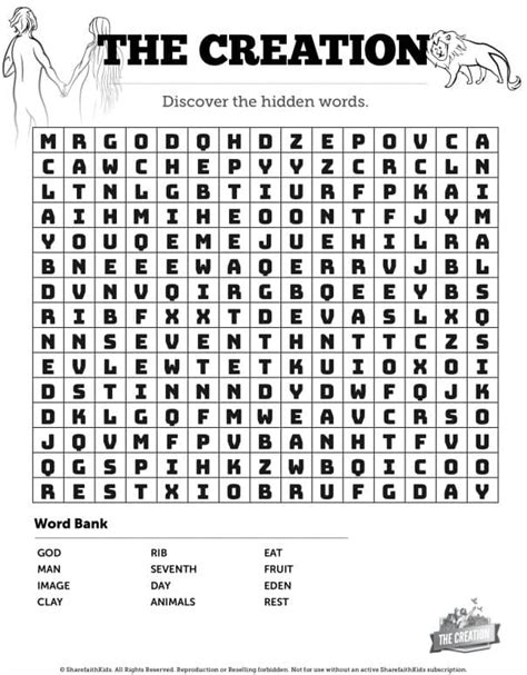 The Creation Story Bible Word Search Puzzles Sharefaith Media