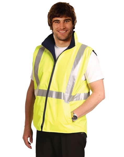 Hi Vis Reversible Safety Vest With Hoop Pattern 3m Tapes
