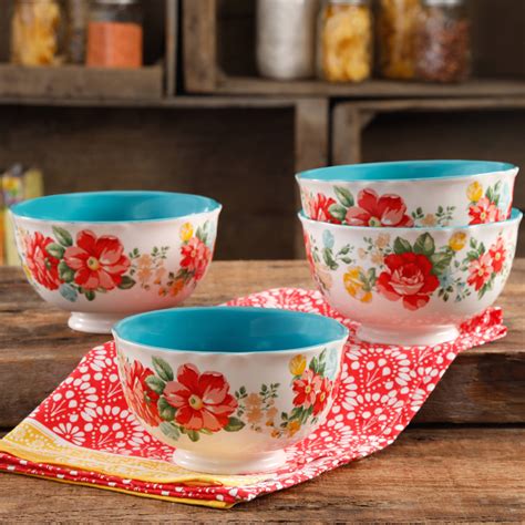 The pioneer woman tiered floral maxi skirt. The Pioneer Woman Vintage Floral 4-Piece Footed Bowl Set ...