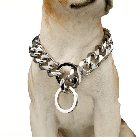 16 26 Strong Big Dog Collar Silver Chain Necklace 19mm Curb Cuba Rombo