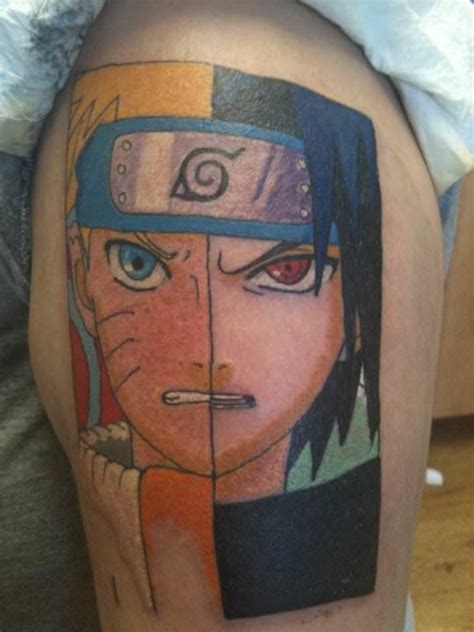 A Tattoo That Combines Naruto And Sasuke From The Anime