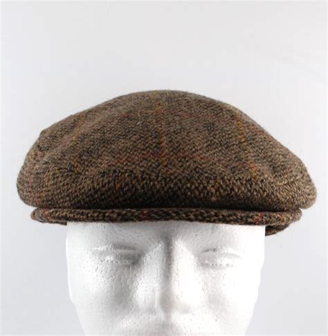 Harris Tweed Ivy Stefeno Brown Flat Cap Newsboy Medium Golf Hat Ebay