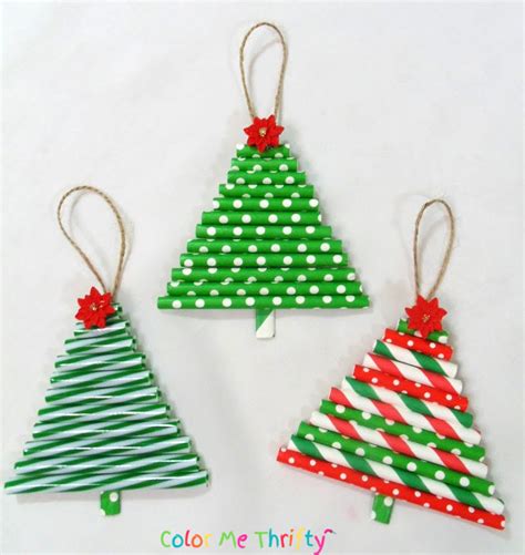 Paper Straw Christmas Tree Ornament Craft Kit Makes 12 Oriental Trading