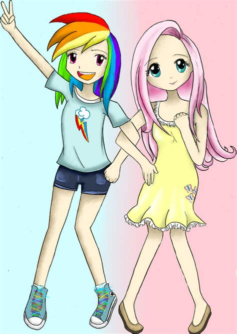 Human Rainbow Dash And Fluttershy By Ast R On Deviantart