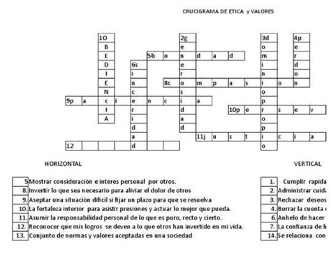 Crucigrama Sobre La Etica Y La Moral 30 Puntos Brainlylat