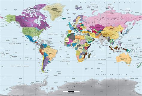 Academia Maps World Map Wall Mural Modern Colorful