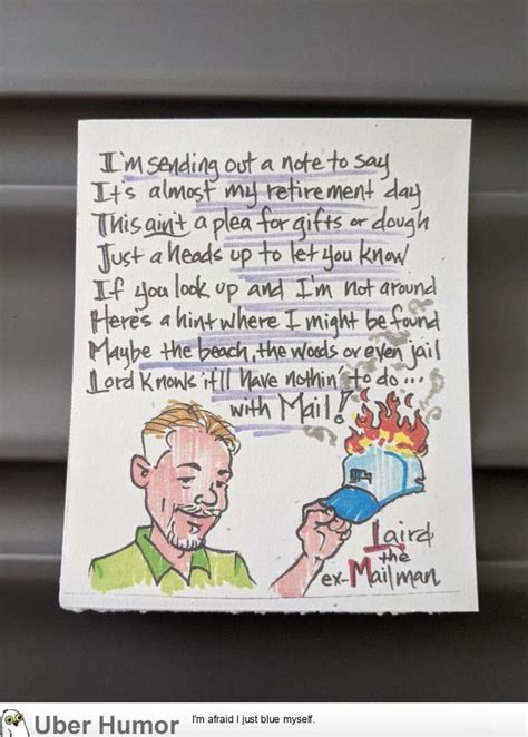 Our Mailmans Farewell Card Hes A Great Guy Funny Pictures Quotes