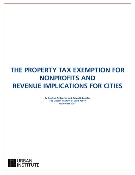 The Property Tax Exemption For Nonprofits And Revenue Implications For