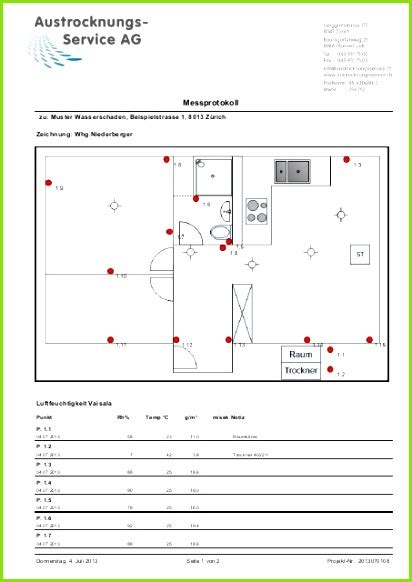 Der chef oder ein kollege kann bei einem wichtigen meeting nicht teilnehmen. 6 Messprotokoll Vorlage Wasserschaden - MelTemplates ...