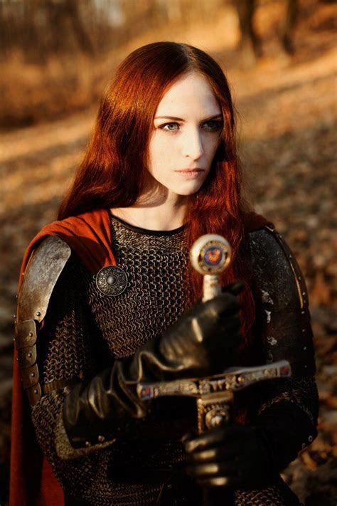 red haired lady knight crusader dark knight female knight warrior woman fantasy photography