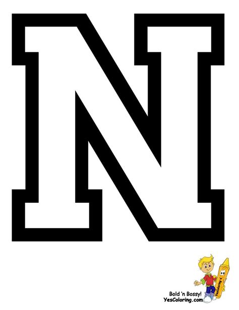 Free Alphabet Coloring Of N At Yescoloring Alphabet Coloring Pages