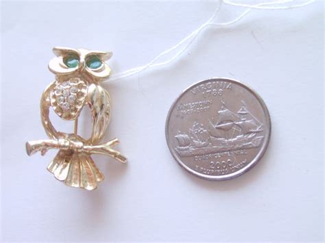 Vintage Owl Brooch Pin Rhinestone Owl Brooch Pin Owl Etsy
