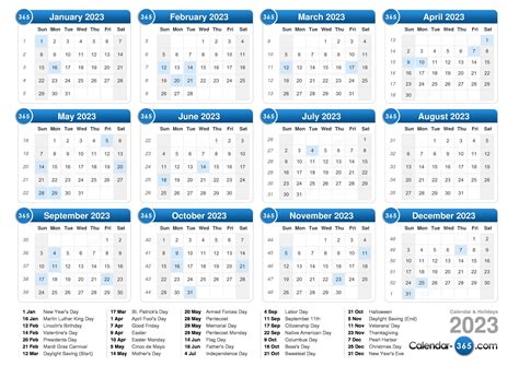 Free Printable 2023 Yearly Calendar With Holidays Free Calendar Design