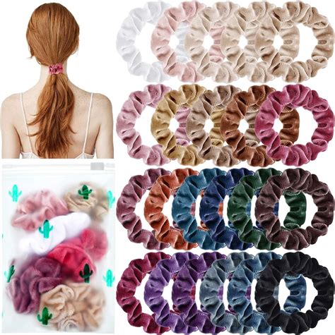 22 Pieces Colorful Velvet Scrunchies For Toddler Girls Women Small