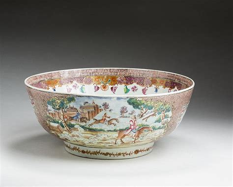 Sold At Auction Chinese Export Porcelain Famille Rose Fox Hunting