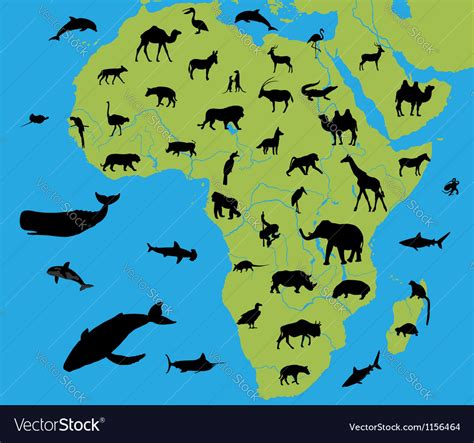 Animals On The Map Of Africa Royalty Free Vector Image