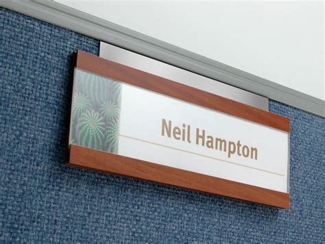 Workstation Nameplate With Wild Cherry Laminate Cubicle Clip