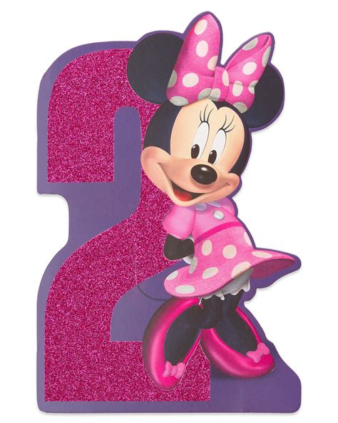 American Greetings Minnie Mouse 2nd Birthday Card For Girl With Glitter