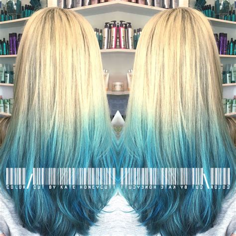 Highlighted Blonde With Base Bump And Pravana Blue And Pravana Teal