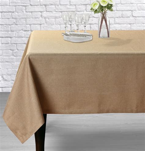 Aiking Home Classic Fine Faux Linen Table Cloth Size 52x 70 Wheat