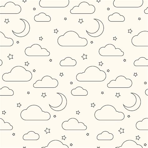 Premium Vector Vector Seamless Pattern With Moon Stars And Clouds