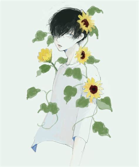 Boy Flower Boy Art Character Art Anime Art