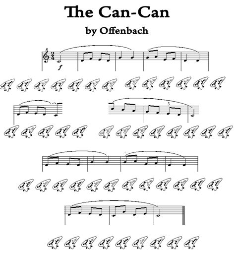 Ocarina sheet music and tablature for four hole ocarina. CanCan tab, 12 hole ocarina by LittleCatkin on DeviantArt